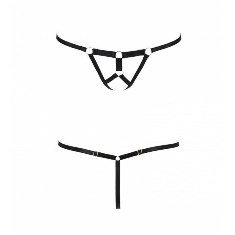 Трусики стринги из стреп Passion Exclusive ARMANDA THONG XXL/XXXL, black