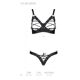 Комплект Passion CELINE BIKINI 2XL/3XL black открытый бра с лентами стринги со шнуровкой, экокожа