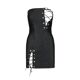 Мини-платье из экокожи Passion CELINE CHEMISE XXL/XXXL, black, шнуровка, трусики в комплекте