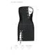 Мини-платье из экокожи Passion CELINE CHEMISE XXL/XXXL, black, шнуровка, трусики в комплекте
