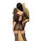 Бодистокинг Penthouse High stakes S/L Black, мини-платье, цветочный декор, глубокое декольте, чулки