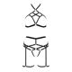 Комплект белья Passion Exclusive MORGAN SET OpenBra L/XL, black, стрэпы, трусики, лиф, пояс