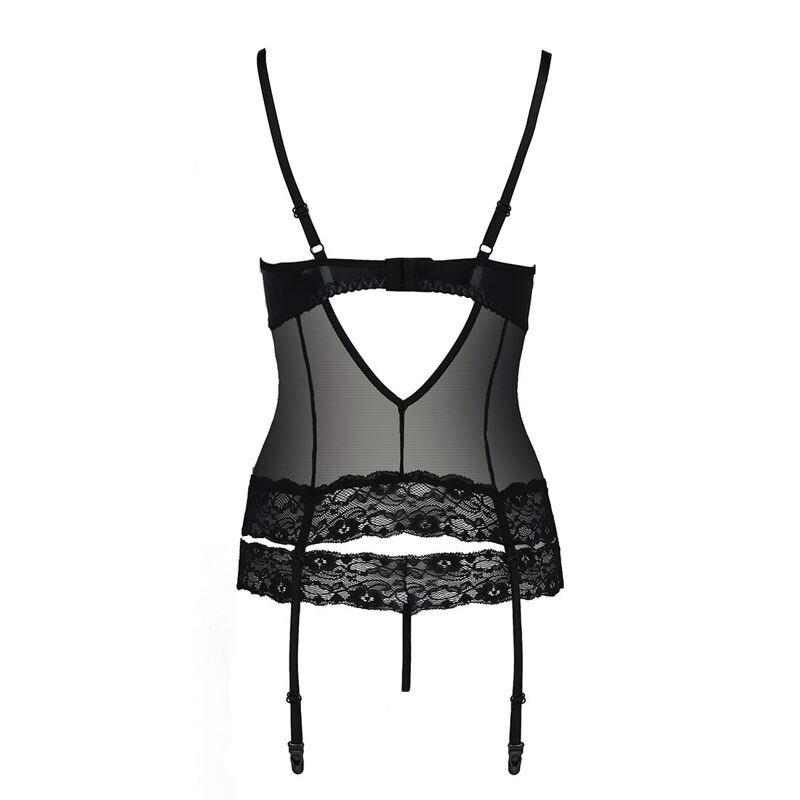 Корсет с открытой грудью Passion Exclusive NORTH CORSET S/M, black, пажи, трусики, шнуровка