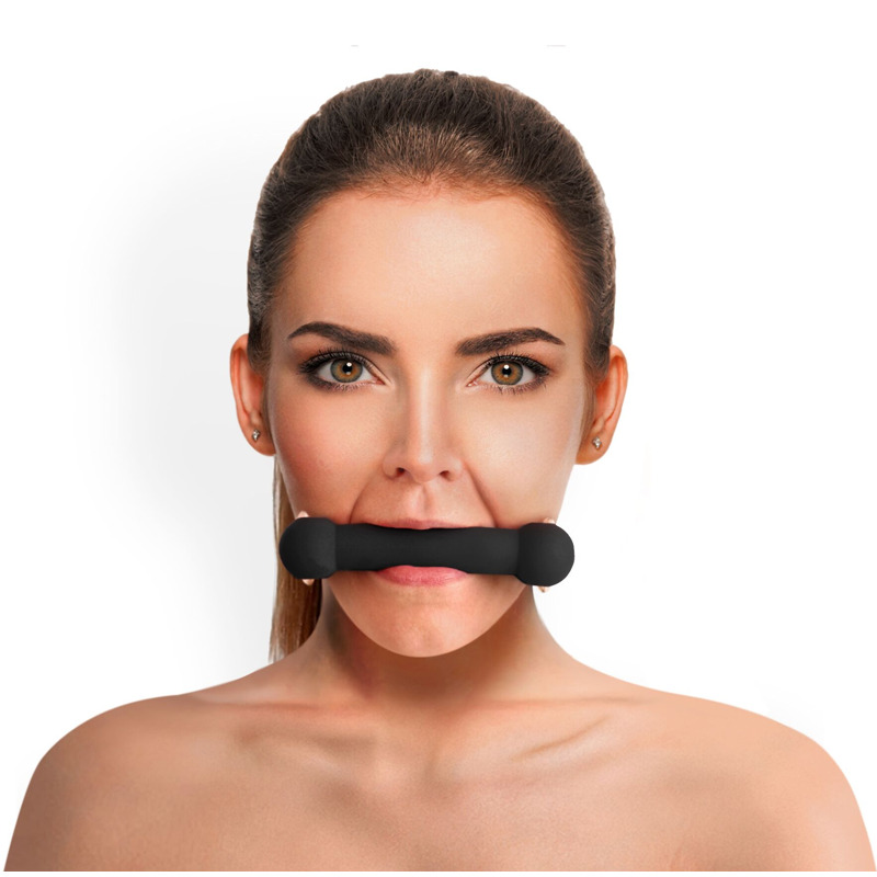 Кляп-палка на ремнях Art of Sex – Gag Stick Silicon, черный, натуральная кожа
