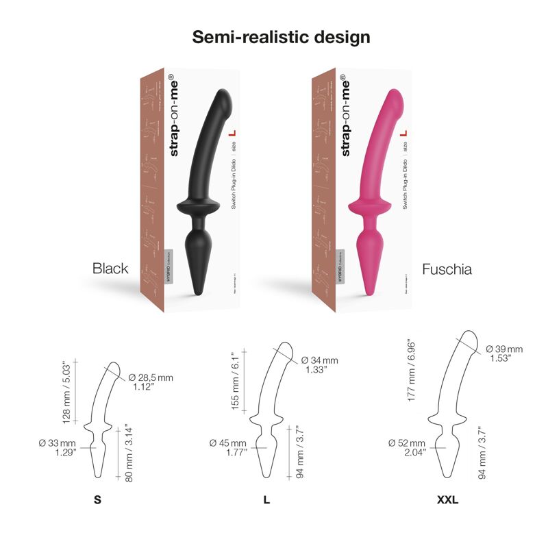 Анальная пробка с дилдо 2в1 Strap-On-Me SWITCH PLUG-IN DILDO Black S, диаметр 3,3/2,9 см
