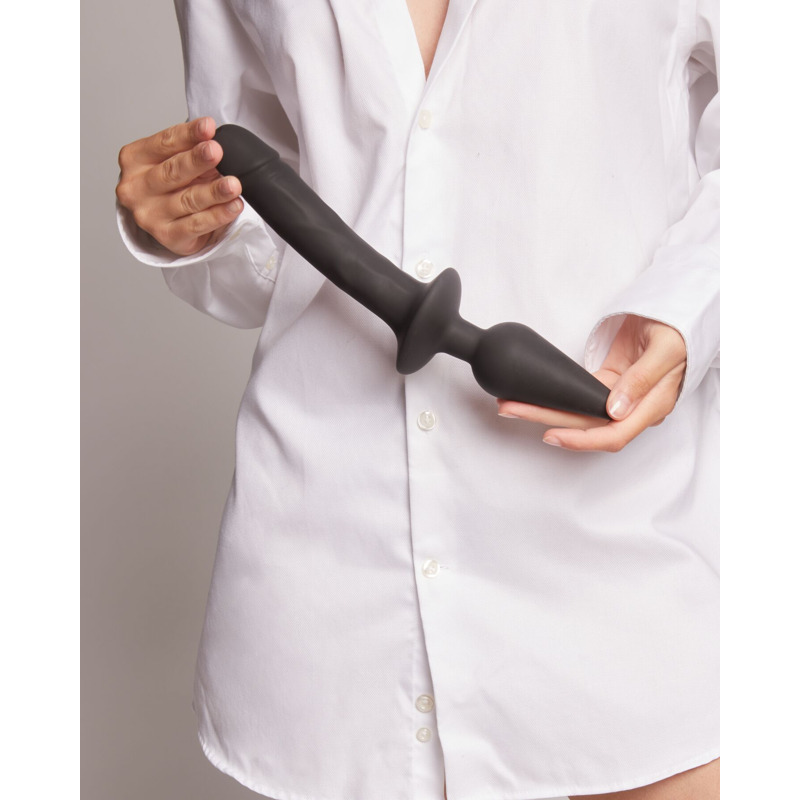 Анальная пробка с дилдо 2в1 Strap-On-Me SWITCH PLUG-IN REALISTIC DILDO Black L, диаметр 4,5/3,4 см