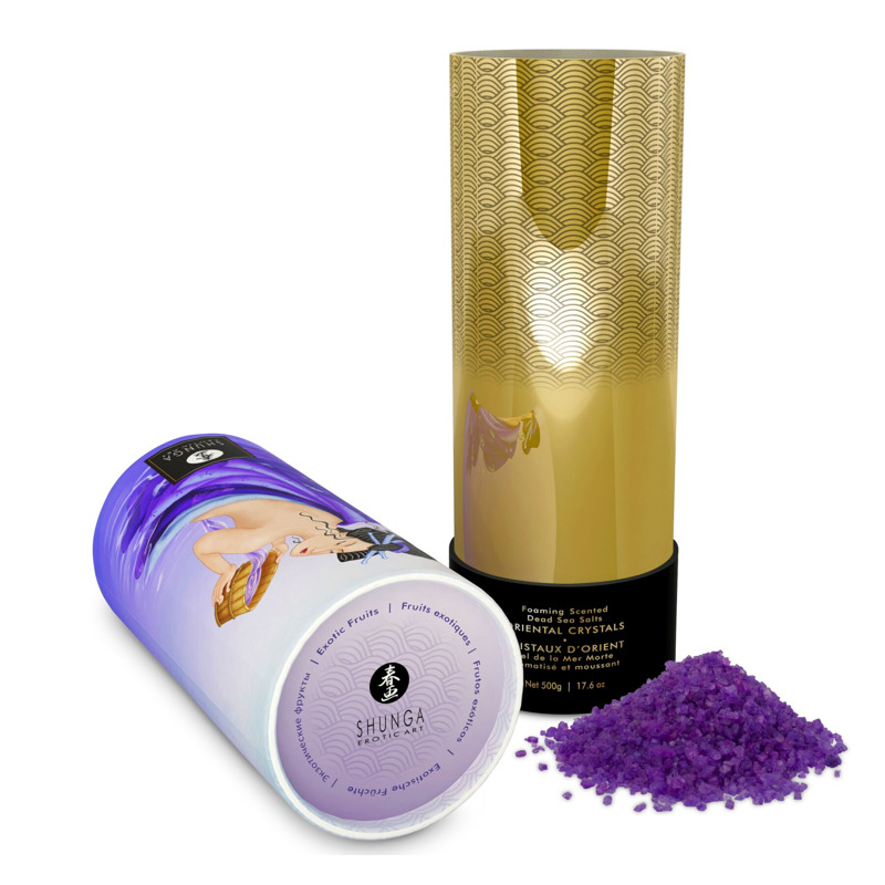 Пенящая соль для ванны Shunga Dead Sea salt Oriental Crystals - Exotic Fruits (500 г), соль Мертвого