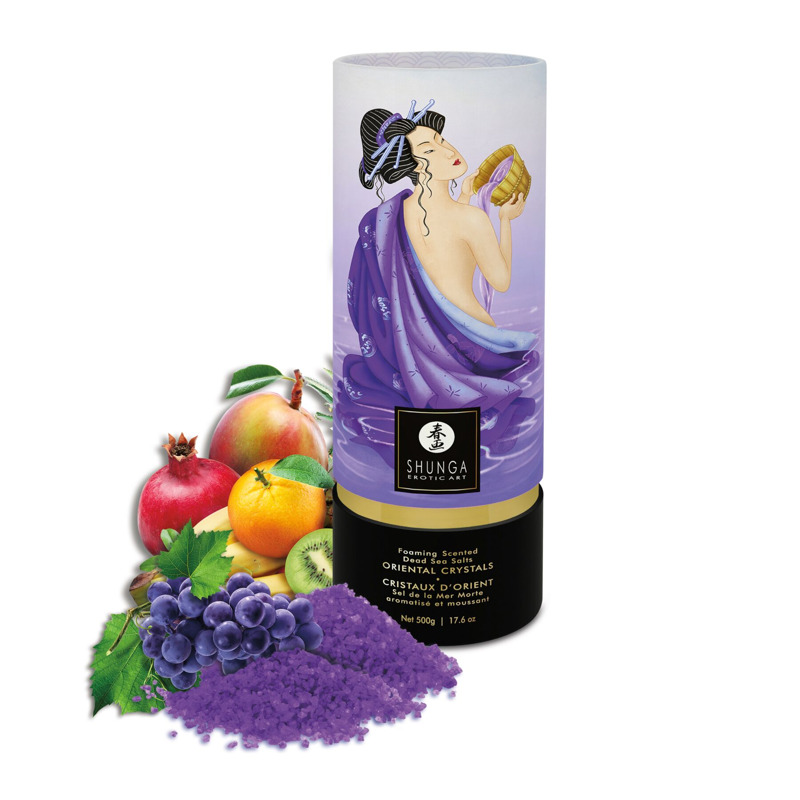 Пенящая соль для ванны Shunga Dead Sea salt Oriental Crystals - Exotic Fruits (500 г), соль Мертвого