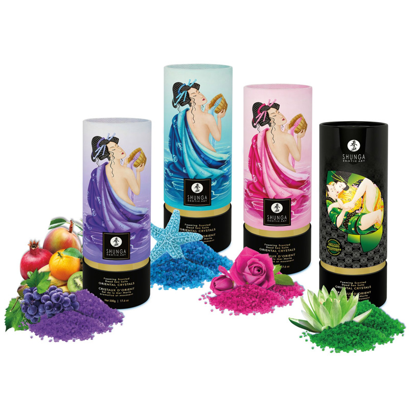 Пенящая соль для ванны Shunga Dead Sea salt Oriental Crystals - Exotic Fruits (500 г), соль Мертвого