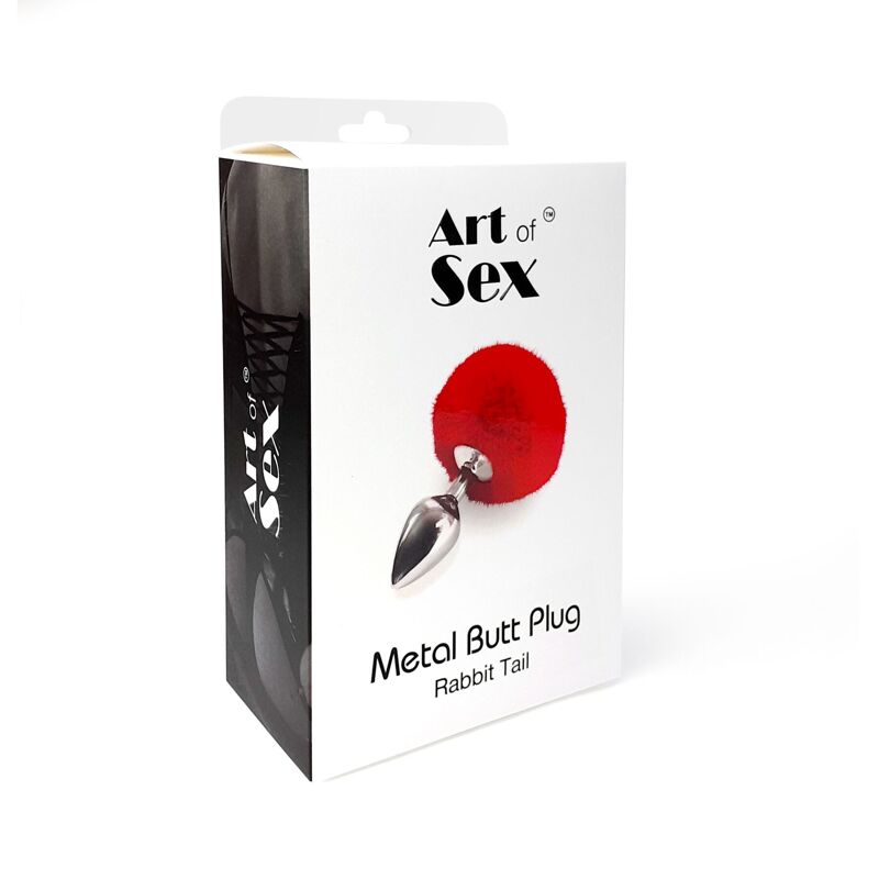 Металлическая анальная пробка М Art of Sex - Metal Butt plug Rabbit Tail, Черный