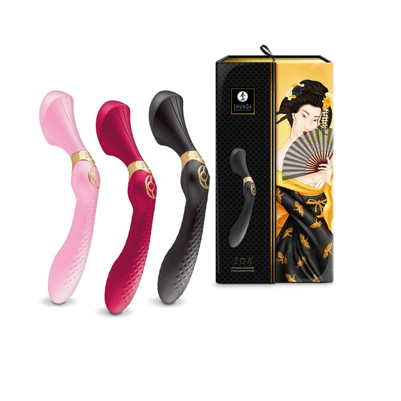 Вибромассажер Shunga Zoa Light Pink, двусторонний