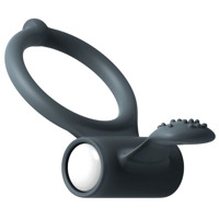 Эрекционное кольцо Dorcel Power Clit Black V2 с вибрацией, с язычком со щеточкой