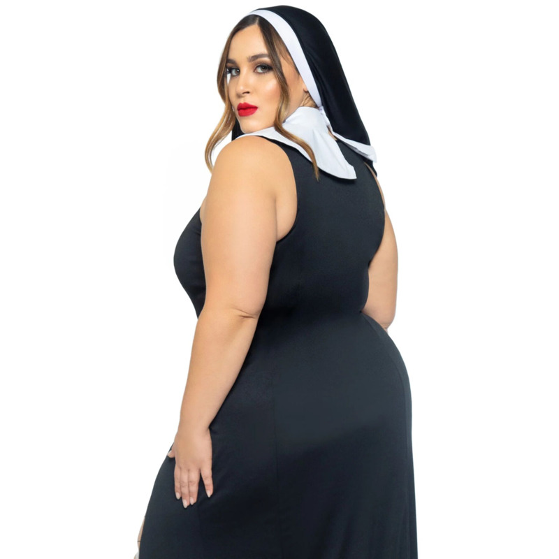 Костюм монашки-грешницы Leg Avenue Sultry Sinner 1X-2X, платье, головной убор, воротник