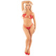 Комплект Leg Avenue Open Cup Bra and Pearl String One Size, Red