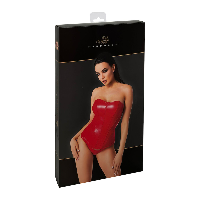 Корсет Noir Handmade F355 Red powerwetlook corset - L
