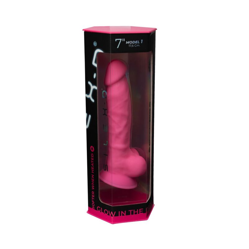 Фаллоимитатор SilexD Johnny Pink (MODEL 1 size 7in) Glow in the dark, двухслойный, силикон+Silexpan