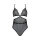 Боди Passion AMBERLY BODY 4XL/5XL black, ассиметричный крой, кружевной лиф, золотая нить