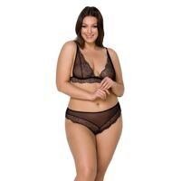 Комплект білизни Passion AMBERLY SET 4XL/5XL black, ліф, трусики бразиліана, люрексова нитка Комплект білизни Passion AMBERLY SET 4XL/5XL black, ліф, трусики бразиліана, люрексова нитка