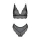 Комплект белья Passion AMBERLY SET 6XL/7XL black, лиф, трусики бразилиана, люрексовая нить