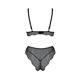Комплект белья Passion AMBERLY SET 6XL/7XL black, лиф, трусики бразилиана, люрексовая нить