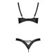 Комплект из экокожи Passion CELINE BIKINI 6XL/7XL black, открытый бра, стринги со шнуровкой