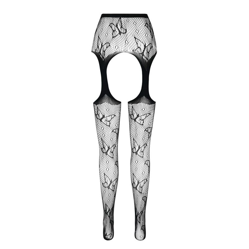 Эротические колготки-бодистокинг Passion ECO S001 white, с доступом, декор бабочки, подвязки