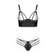 Комплект из экокожи Passion MALWIA BIKINI 6XL/7XL black, с люверсами и ремешками, бра, трусики