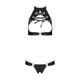 Комплект из экокожи Passion MALWIA SET with Open Bra 6XL/7XL black, топ и трусики с люверсами