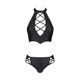 Комплект из экокожи Passion NANACY BIKINI 4XL/5XL black, бра и трусики с имитацией шнуровки