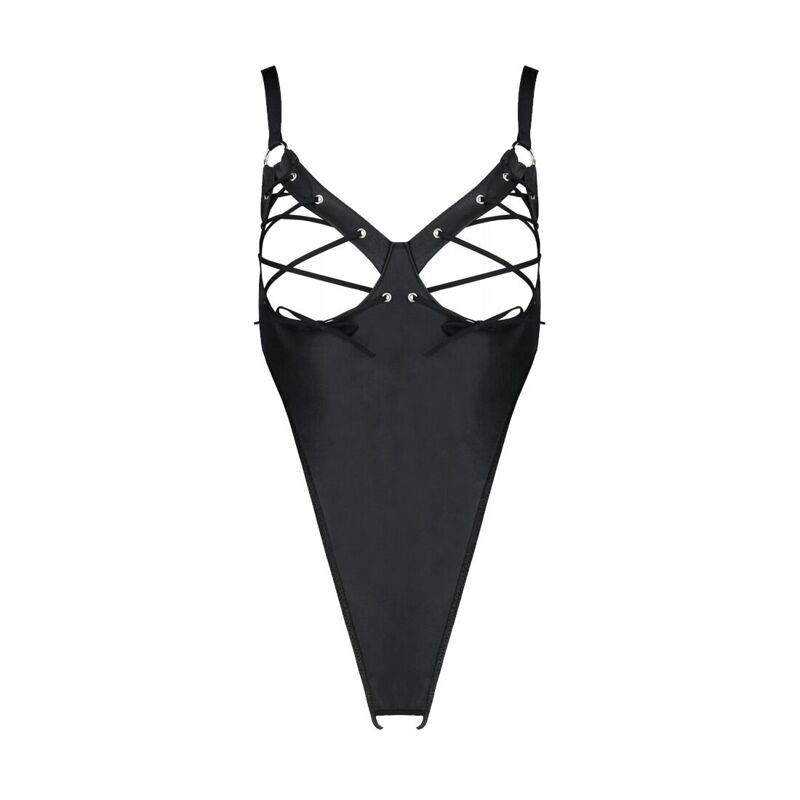 Боди из экокожи Passion CELINE BODY 4XL/5XL black, с доступом, открытый