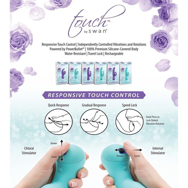 Вібратор-кролик з сенсорним управлінням Touch by SWAN - Solo Purple, глибока вібрація, для точки G Вібратор-кролик з сенсорним управлінням Touch by SWAN - Solo Purple, глибока вібрація, для точки G