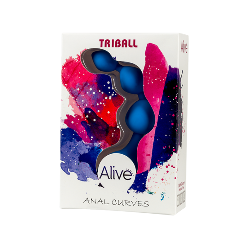 Анальные шарики Alive Triball Blue, силикон, макс. диаметр 2см