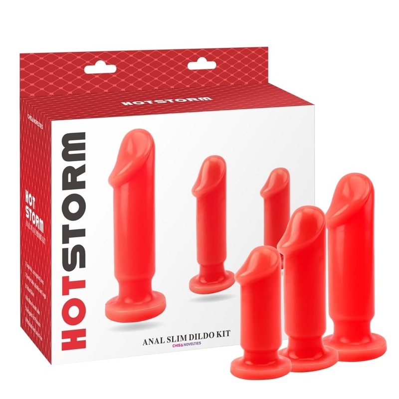 Набір анальних пробок Chisa Hotstorm Anal Slim Dildo Kit з віброкулею в комплекті, червоний