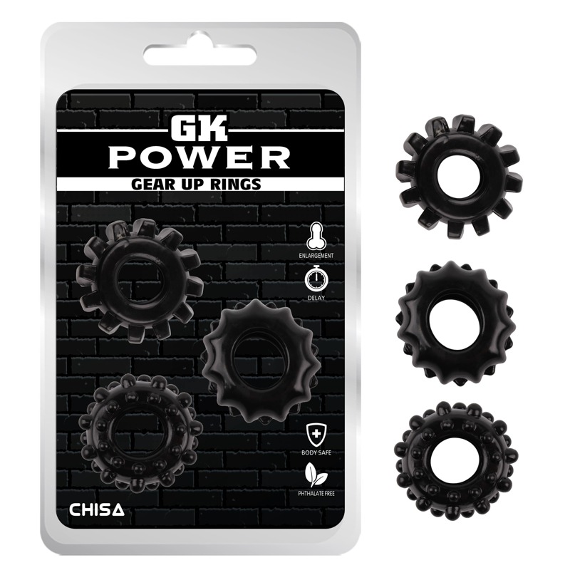 Набір ерекційних обручок Chisa GK Power Cock Rings Set, чорні, 3 шт.
