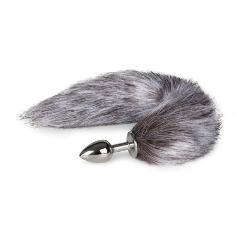 Анальная пробка с серым хвостиком EasyToys Fox Tail Plug ,S
