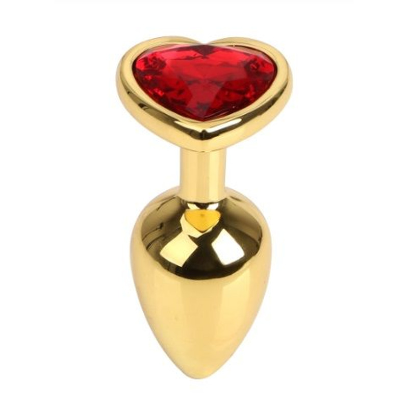 Анальная пробка Gold Metal Heart Red, S