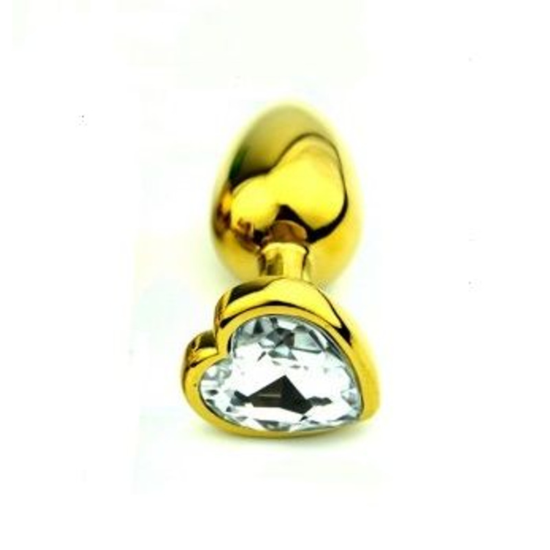 Анальная пробка Gold Metal Heart Diamond, M