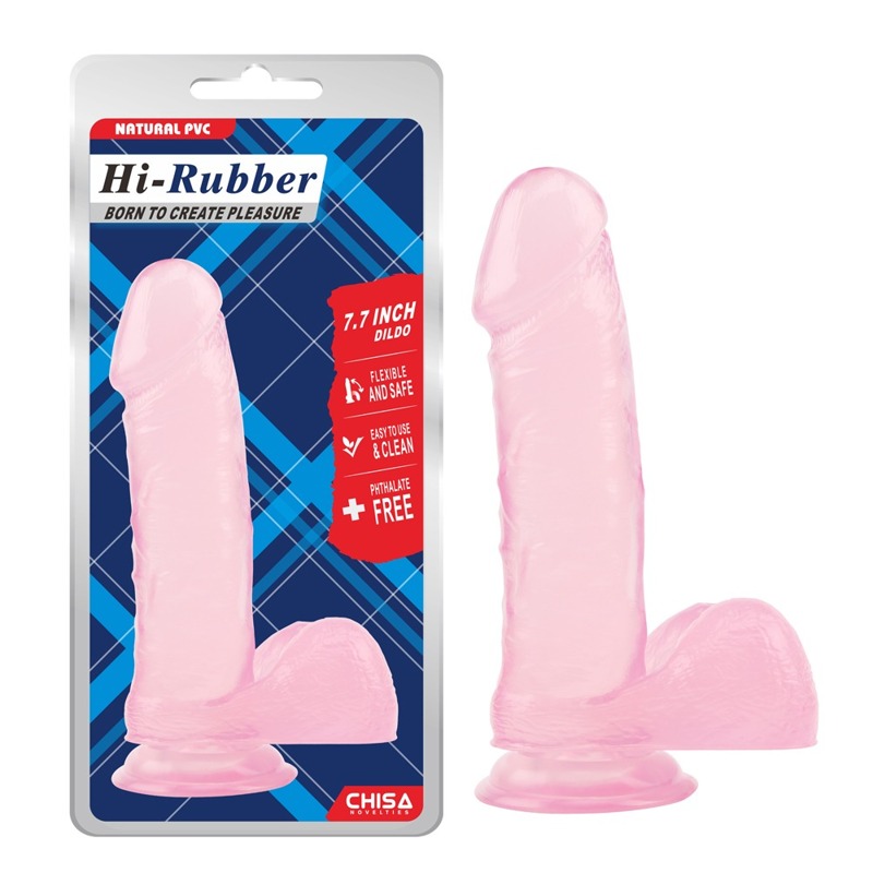 Фалоімітатор реалістичний з мошонкою Chisa Hi-Rubber Inch Dildo, рожевий