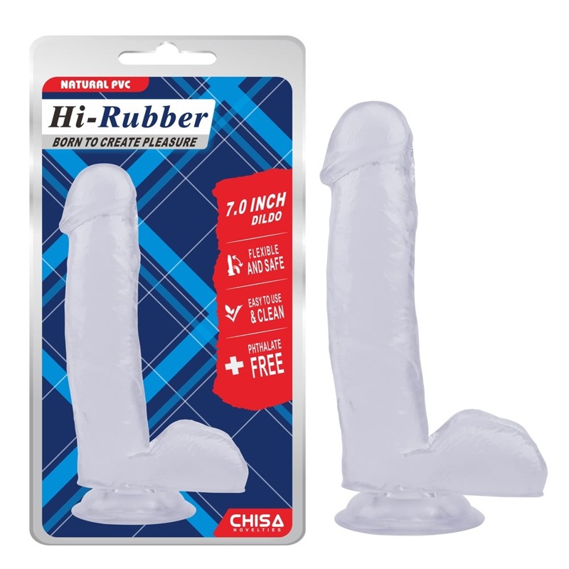 Фалоімітатор з яєчками Chisa Hi-Rubber 7.0 Inch Dildo на присосці, прозорий