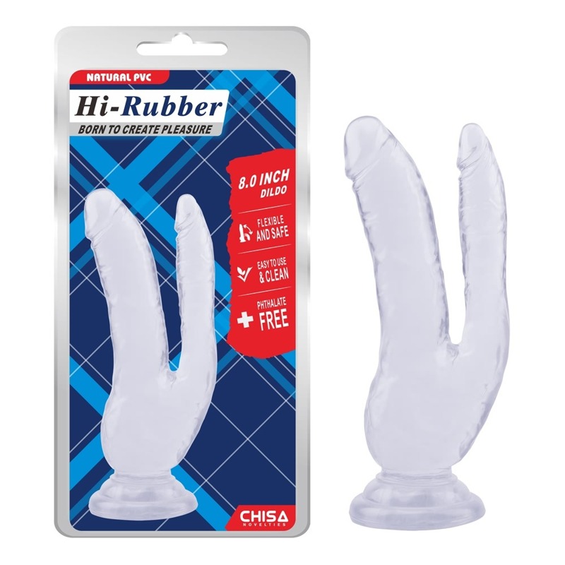 Фалоімітатор подвійний Chisa Hi-Rubber 8.0 Dildo, прозорий