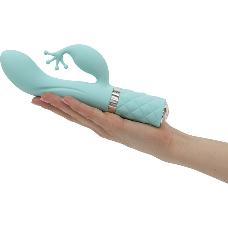 Роскошный вибратор-кролик Pillow Talk - Kinky Teal с кристаллом Сваровски, мощный