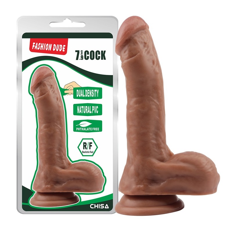 Фалоімітатор мулат Chisa Fashion Dude 7.9 Cock з мошонкою на присосці