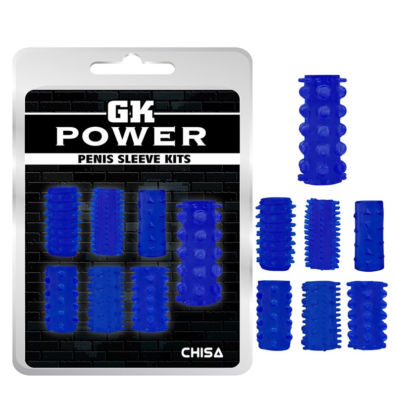 Набір насадок на пеніс Chisa GK Power з різним рельєфом, синій