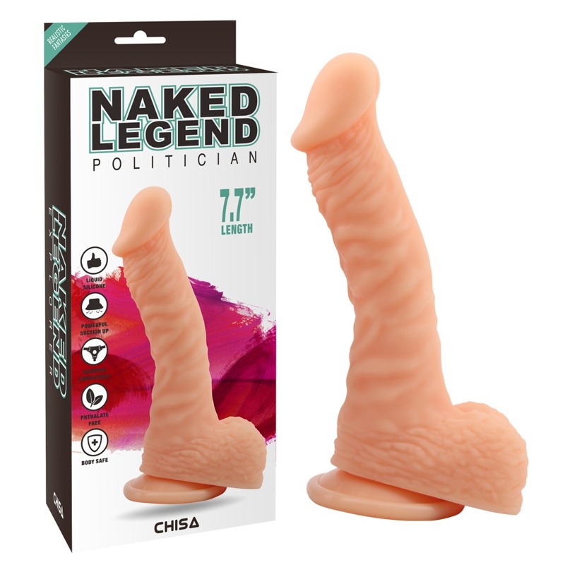 Фалоімітатор реалістичний Chisa Naked Legend Politician з мошонкою, на присосці, бежевий