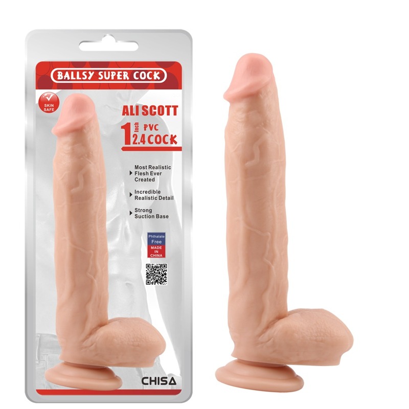 Фалоімітатор на присосці Chisa Ballsy Super Cock 12.4, бежевий