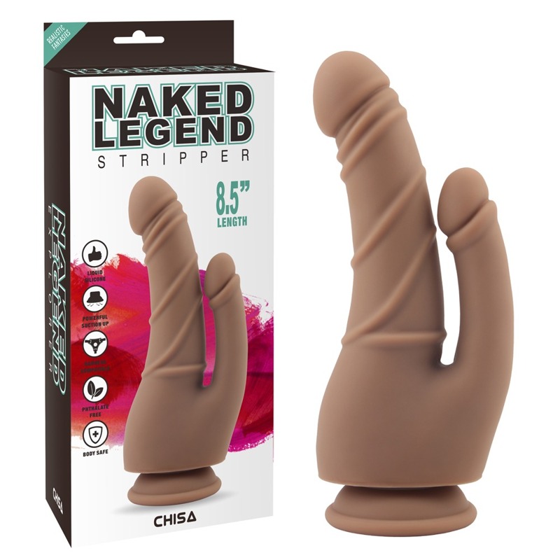 Фалоімітатор подвійний на присосці Chisa Naked Legend Stripper 8.5 бежевий