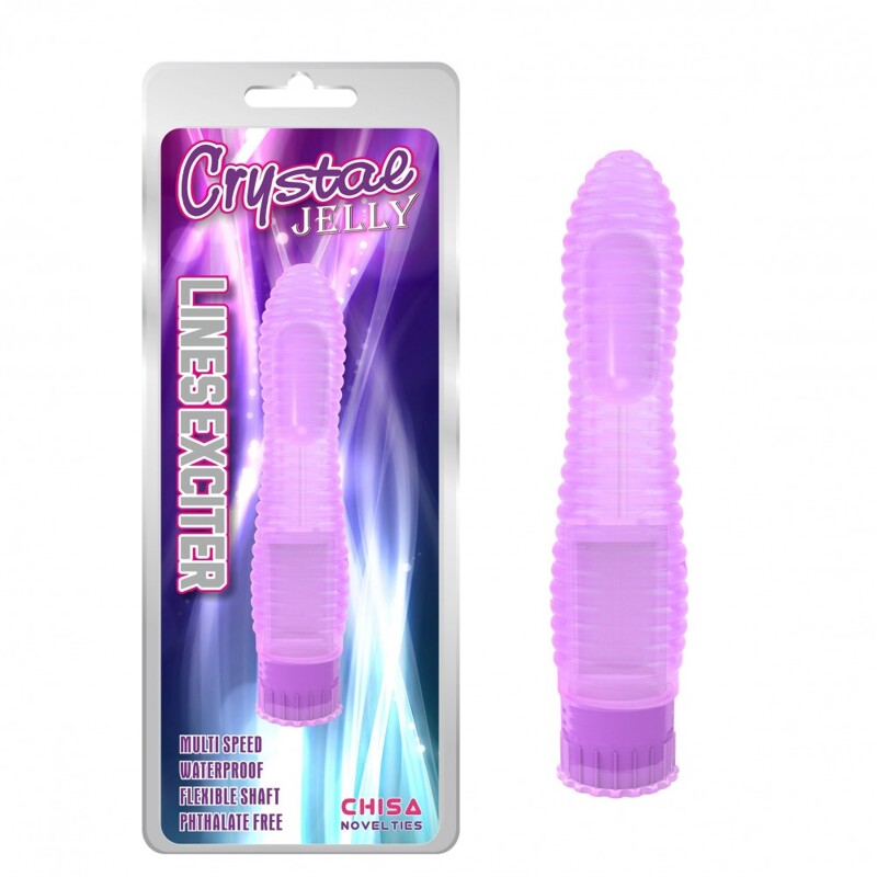 Вібратор рельєфний Chisa Crystal Jellie Lines Exciter на батарейках, фіолетовий
