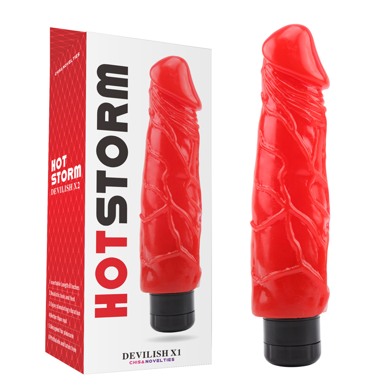 Вібратор гелевий Chisa HotStorm Devilish X1 на батарейках, червоний