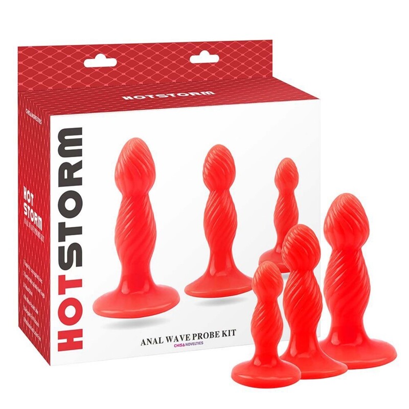 Набір анальних пробок Chisa HotStorm ANAL WAVE PROBE KIT, червоний