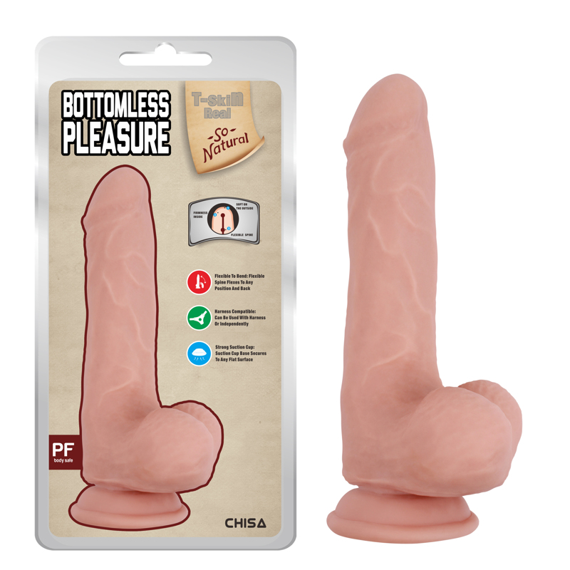 Фалоімітатор реалістичний Chisa T-skin ReaL Bottomless Pleasure з мошонкою на присосці